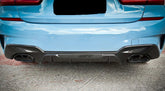 BMW 3 Series M340i 330i (With M-package Bumper, Does Not Fit Base Model Bumper) Pre-LCI G20 G21 2019 2020 2021 2022 with Aftermarket Parts - MP Sports Rear Diffuser Pre-preg Carbon Fiber from Aero Republic